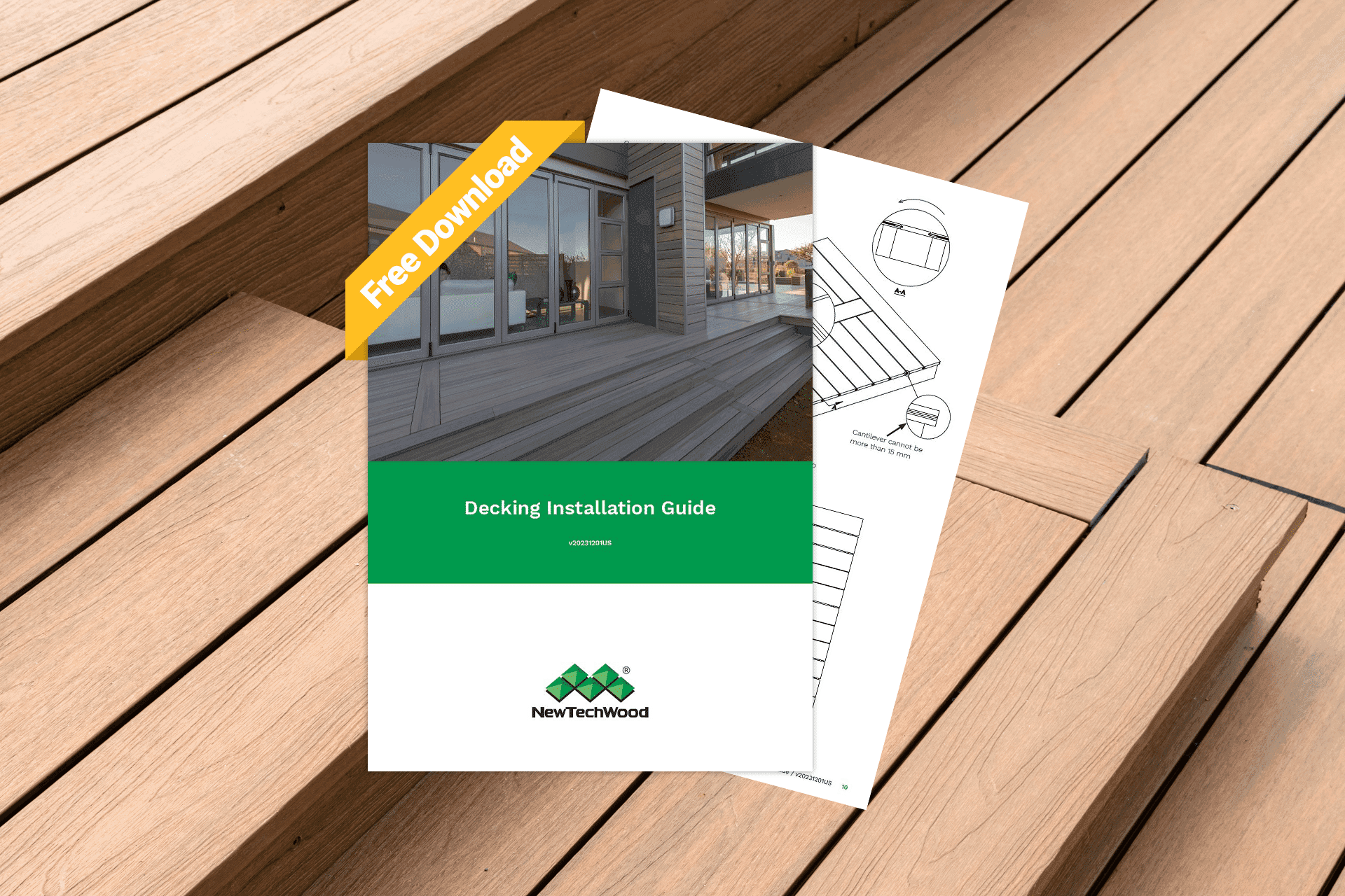 mockup of newtechwood composite decking installation guide