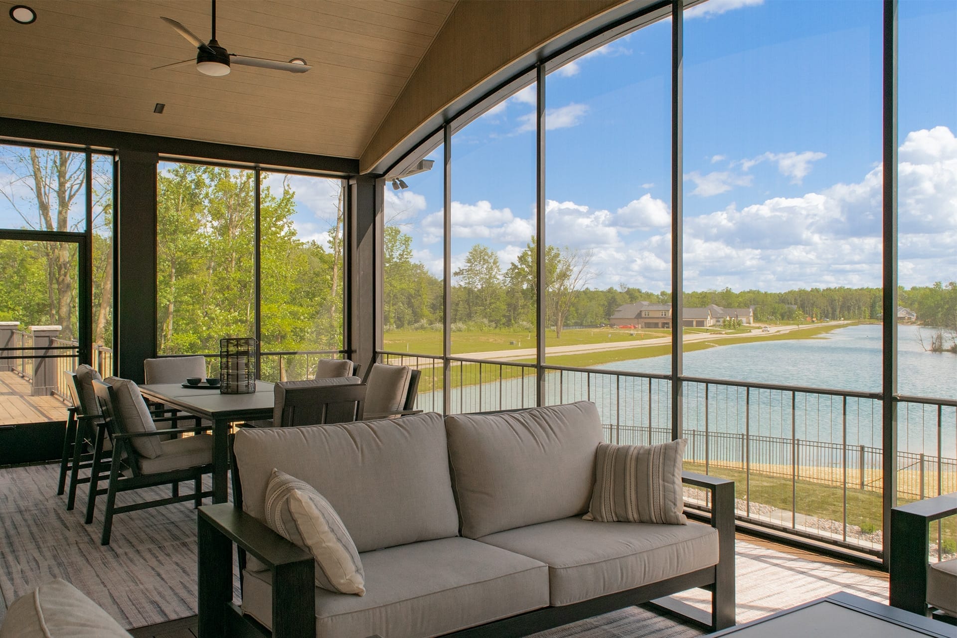 backyard deck with screen enclosure system