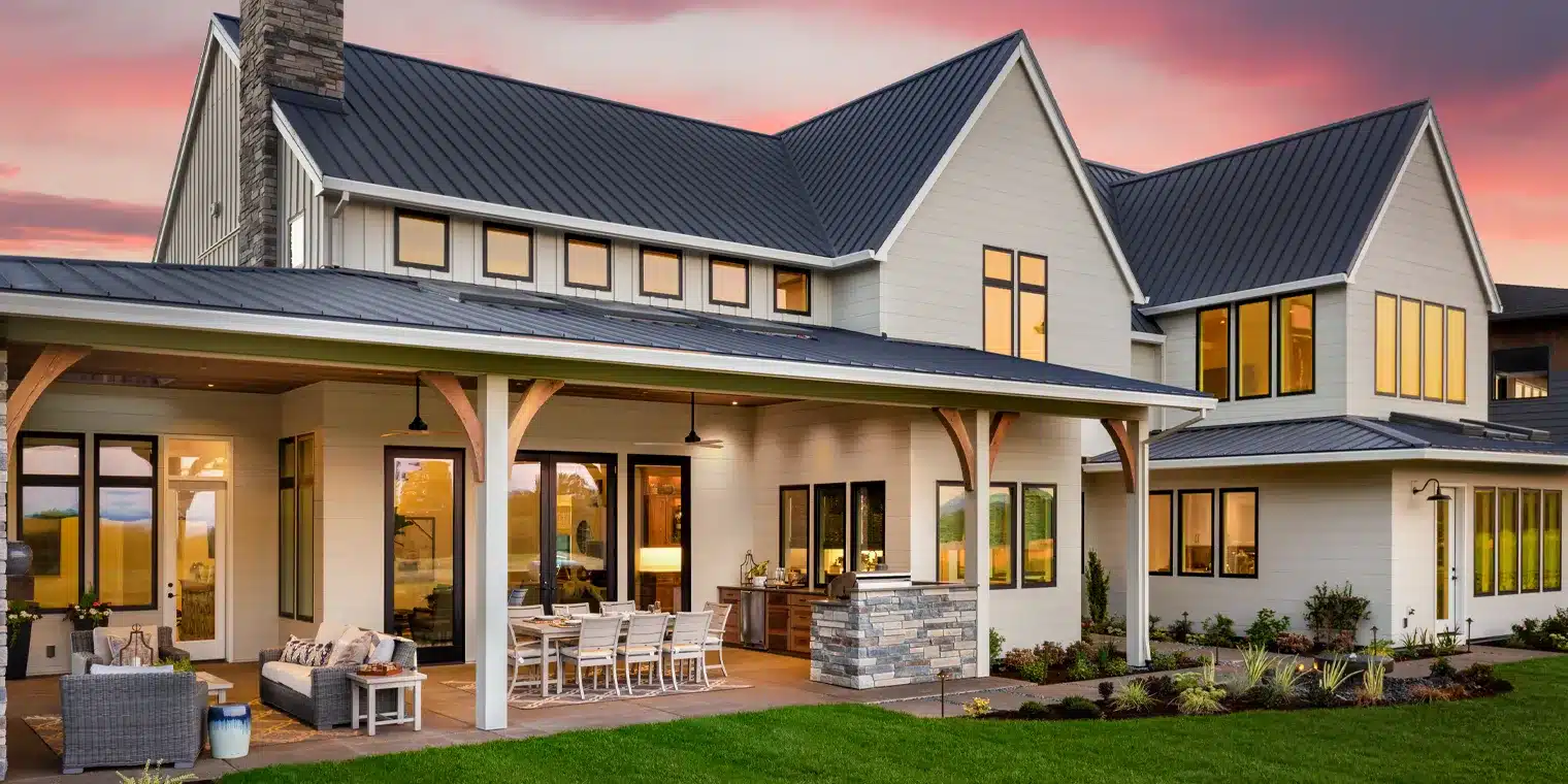 farm style house with white siding