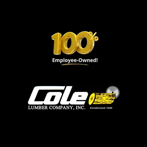 100% employee owned graphic with cole lumber logo